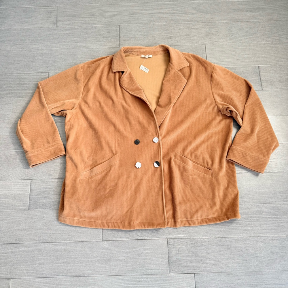 Madewell Knit Corduroy Redford Blazer NWT Plus Size 4X Hazelnut Double Breasted - Picture 12 of 15